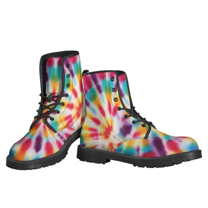 Groovy Swirl Tie-Dye Leather Boots for the Free-Spirited Hippie - 3