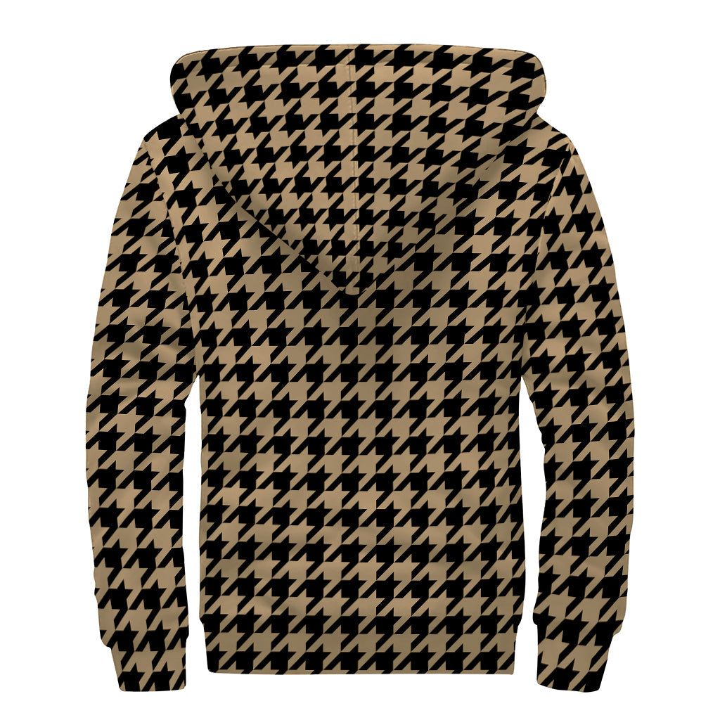 Groovy Houndstooth Dreams: Sherpa Lined Zip Up Hoodie for the Free-Spirited Soul - 2