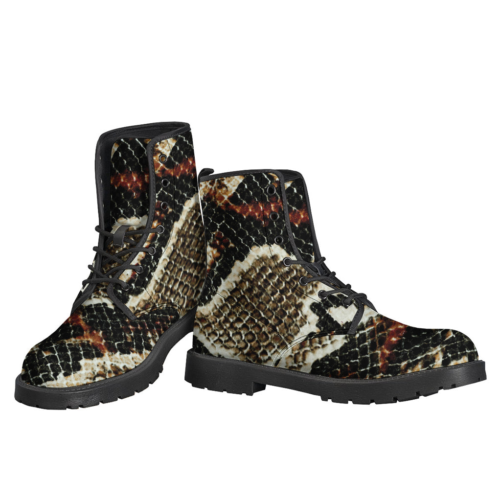 Snakeskin Print Leather Boots for the Modern Hippie - 3