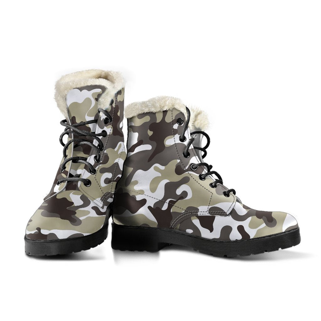 Groovy Camouflage Faux Fur Leather Boots for Hipsters - 3