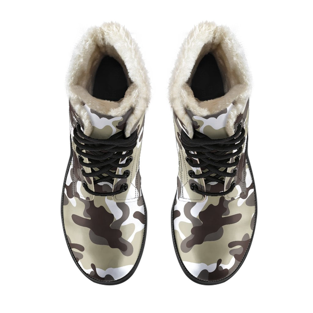 Groovy Camouflage Faux Fur Leather Boots for Hipsters - 4