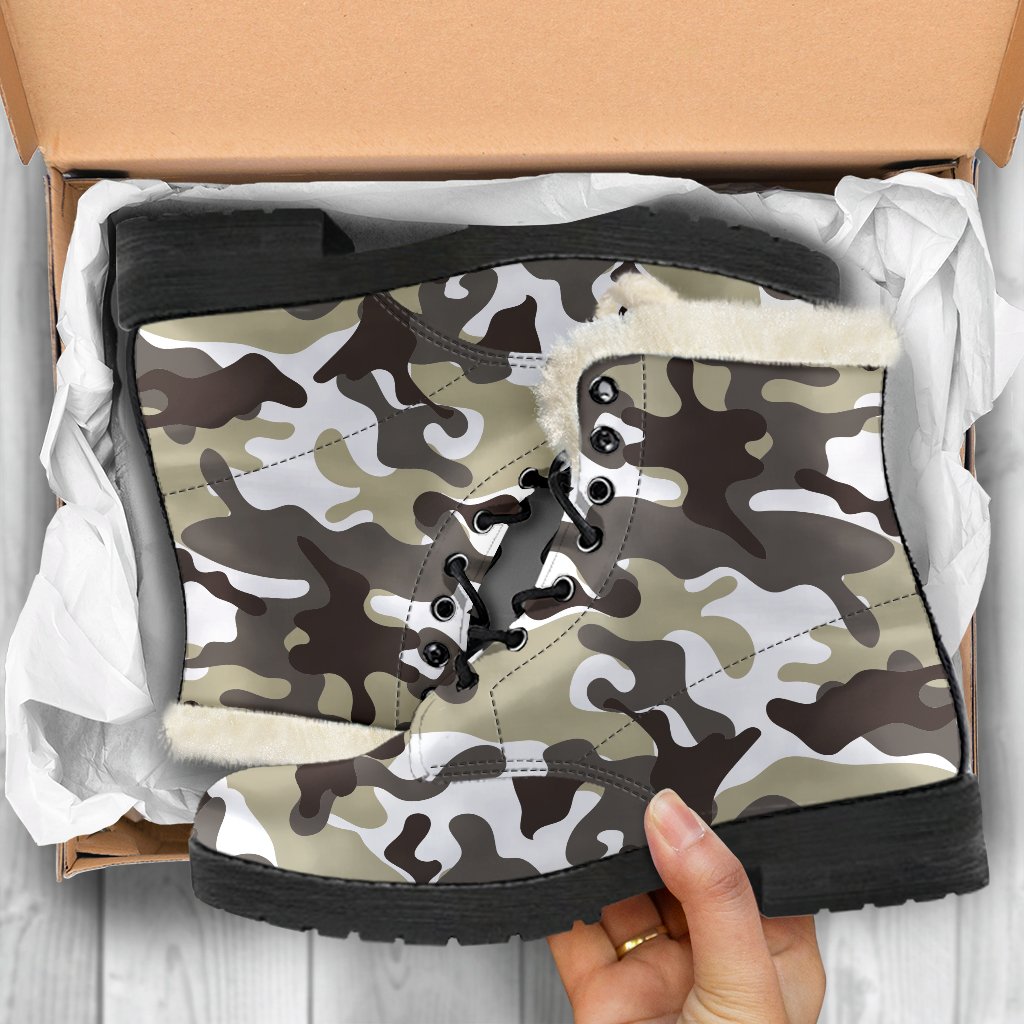 Groovy Camouflage Faux Fur Leather Boots for Hipsters - 5