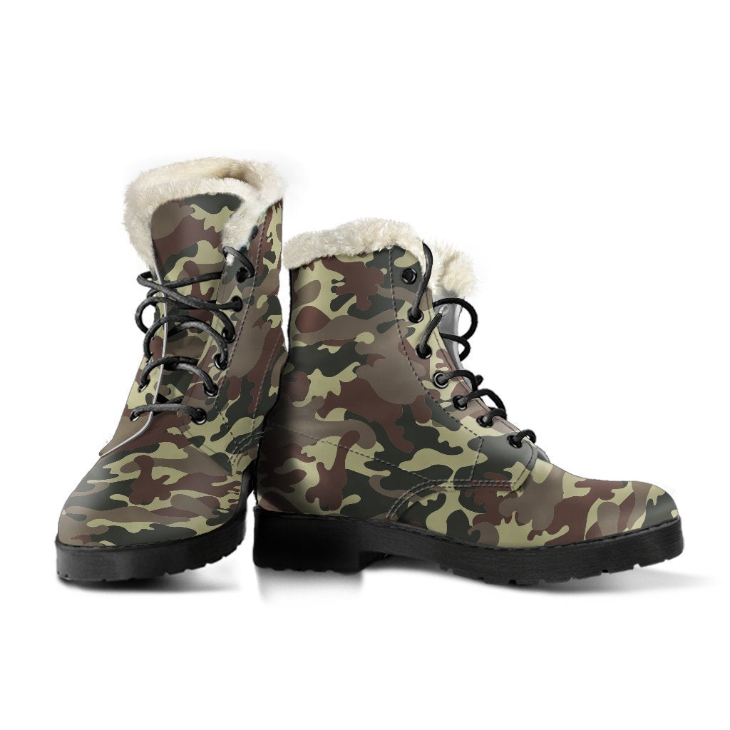 Groovy Camouflage Faux Fur Leather Boots for the Free-Spirited Hippie - 3