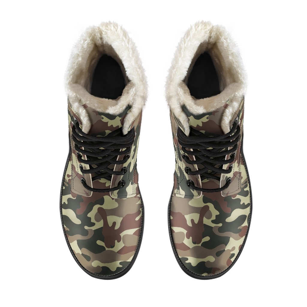 Groovy Camouflage Faux Fur Leather Boots for the Free-Spirited Hippie - 4