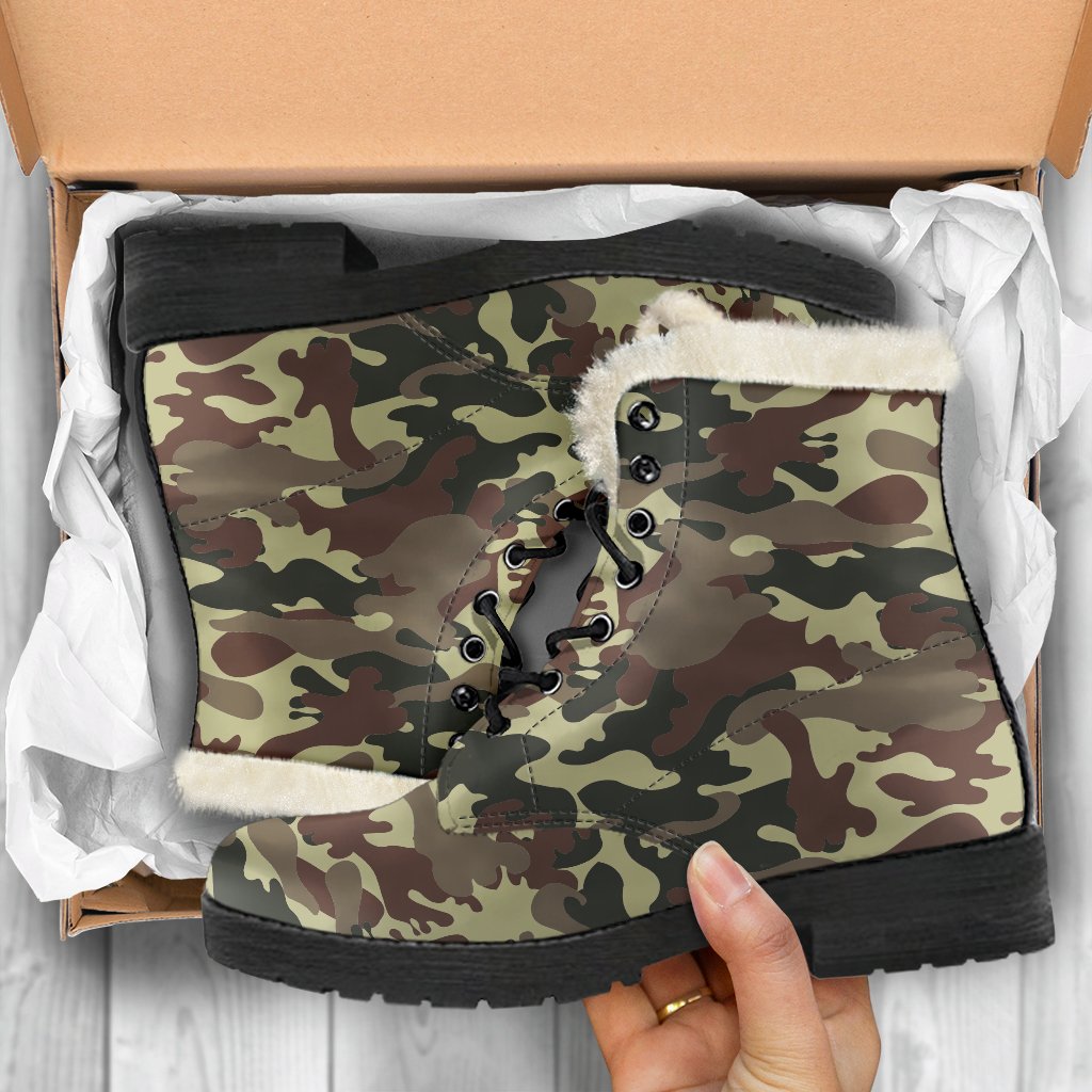 Groovy Camouflage Faux Fur Leather Boots for the Free-Spirited Hippie - 5