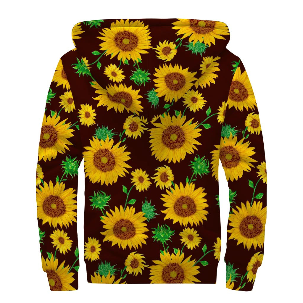 Sunflower Fields Sherpa Lined Zip Up Hoodie for Boho Chic Hippies - 2