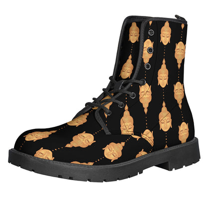 Buddha Patterned Leather Lightweight Boots for Bohemian Souls - 1