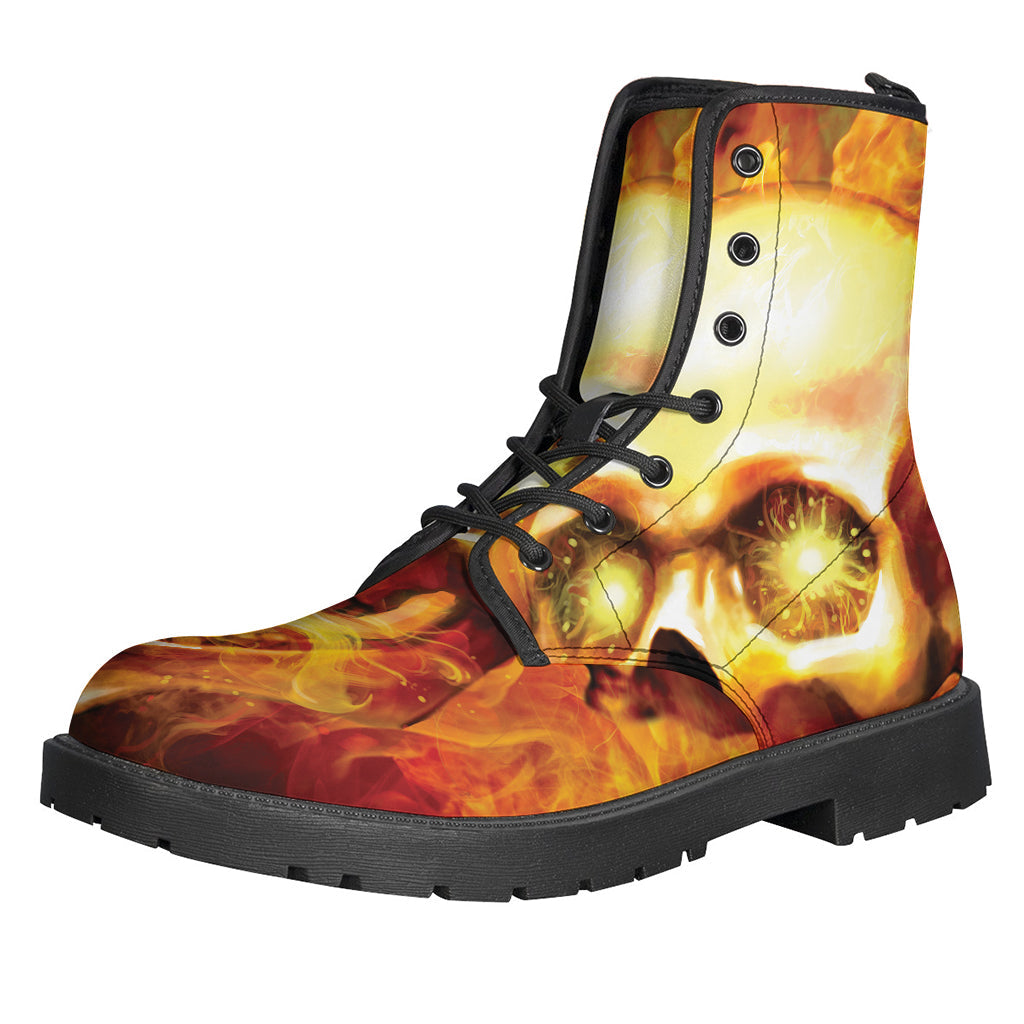 Groovy Skull Print Leather Boots for the Stylish Hippie - 1