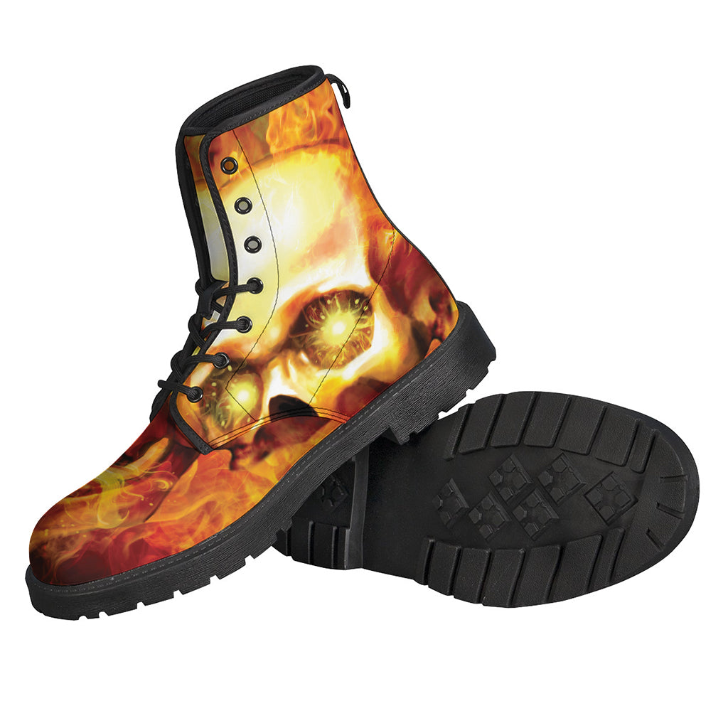 Groovy Skull Print Leather Boots for the Stylish Hippie - 2