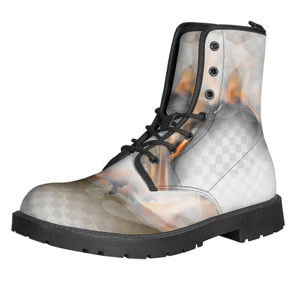 Burning Hole Print Leather Boots: A Groovy Addition to any Hippie's Collection - 1