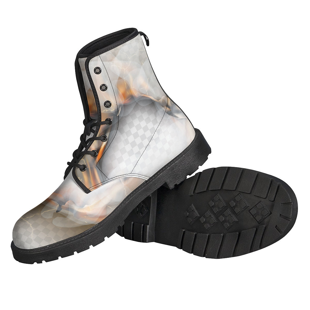 Burning Hole Print Leather Boots: A Groovy Addition to any Hippie's Collection - 2