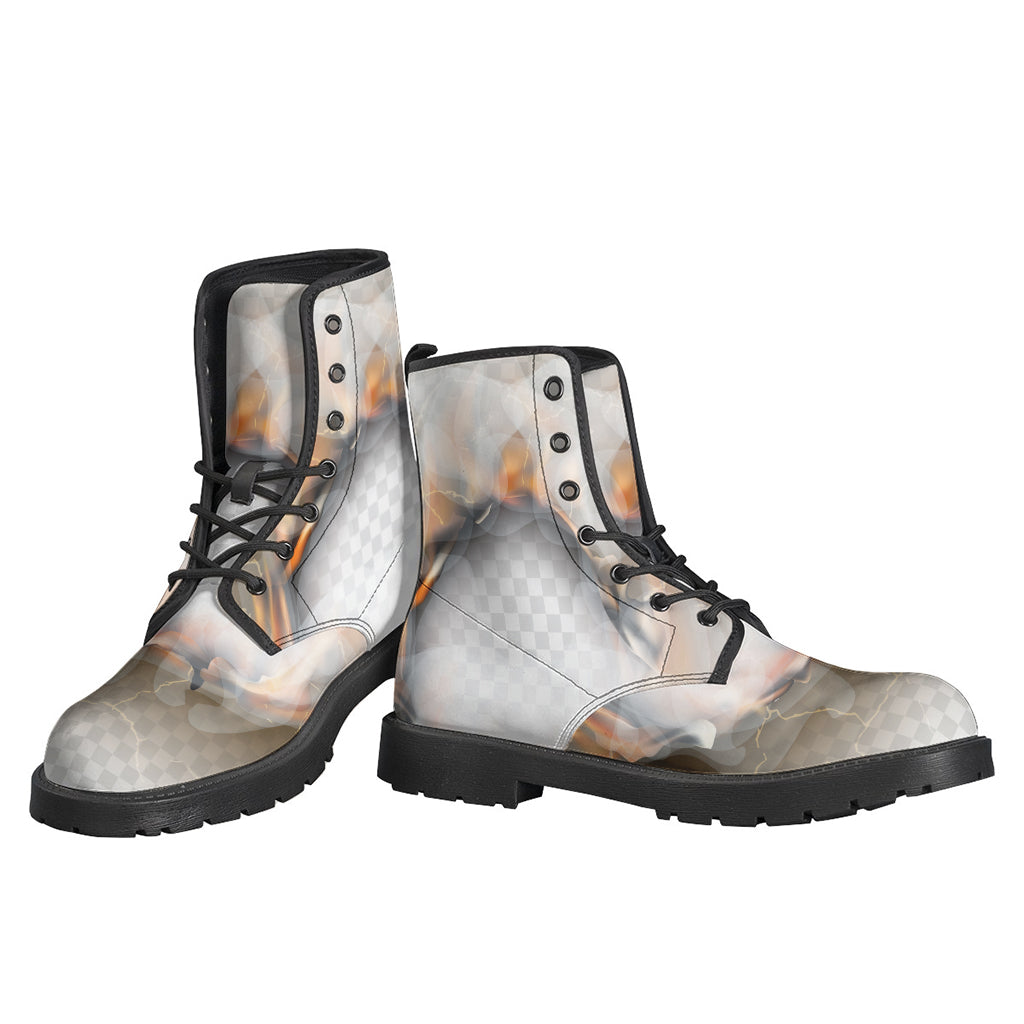 Burning Hole Print Leather Boots: A Groovy Addition to any Hippie's Collection - 3