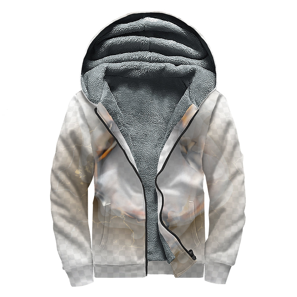 Burning Hole Print Sherpa Lined Zip Up Hoodie for Trendy Hippies - 1