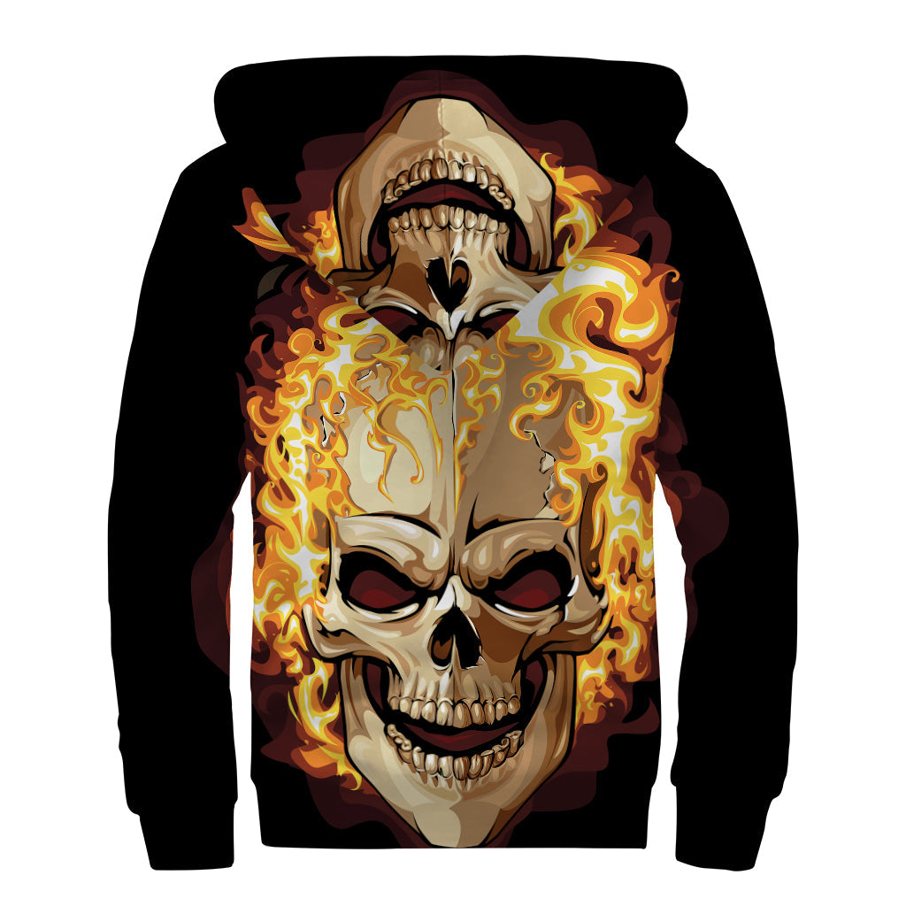 Groovy Skull Print Sherpa Lined Zip Up Hoodie for the Free Spirited Hippie - 2