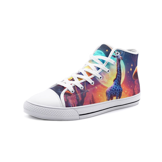 Emerald Blossoms - Fantasy Super Moon, Wild Giraffe Unisex High Top Canvas Shoes For Hippies