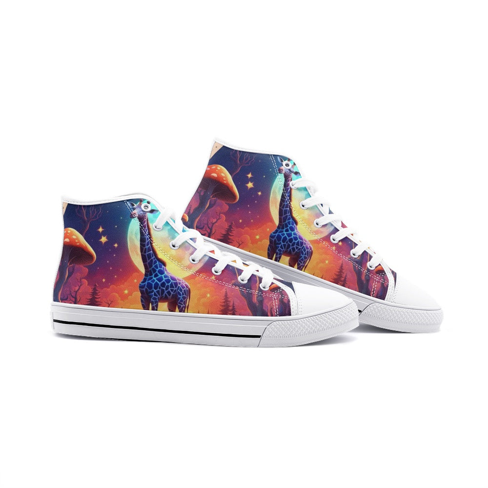 Emerald Blossoms - Fantasy Super Moon, Wild Giraffe Unisex High Top Canvas Shoes For Hippies