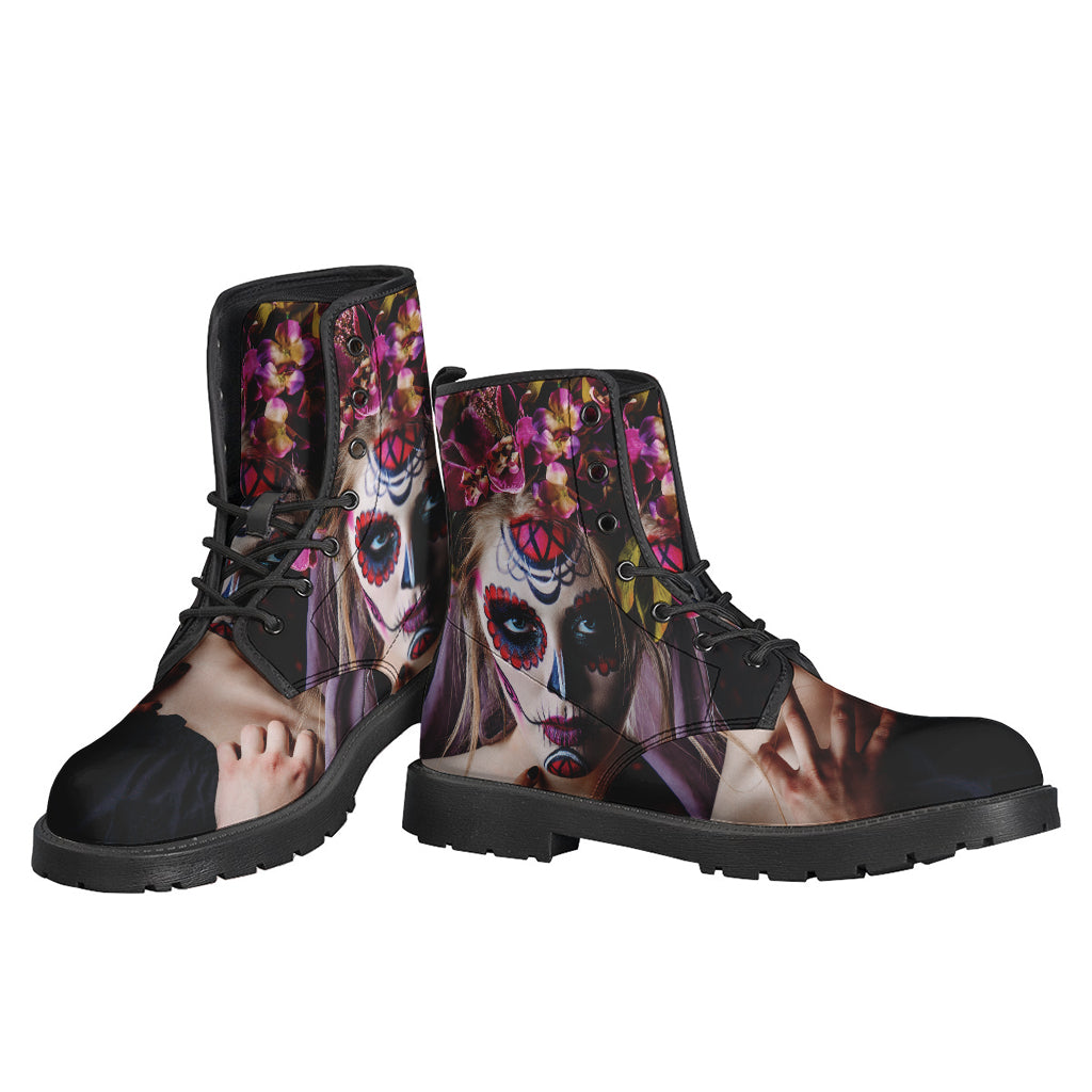 Step Up Your Hippie Game with Calavera Girl Day of the Dead Leather Boots - 3