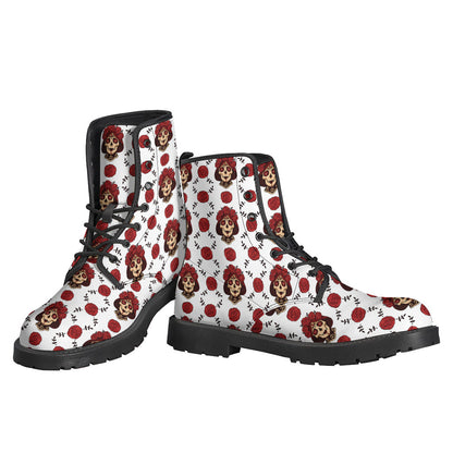 Calavera Girl Skull Pattern Print Leather Boots - Embrace Your Inner Hippie - 3