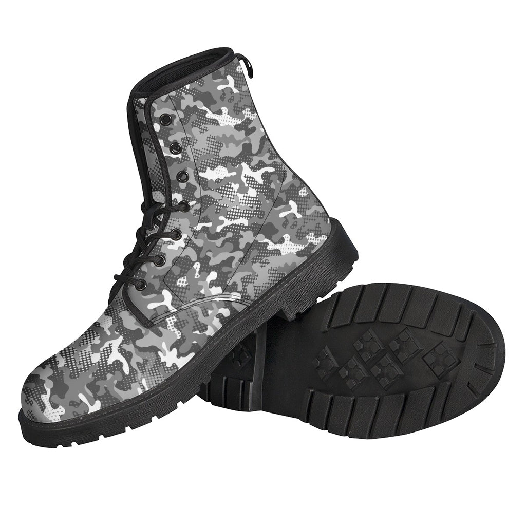 Groovy Camouflage Dazzle Pattern Leather Boots for the Free-Spirited Hippie - 2