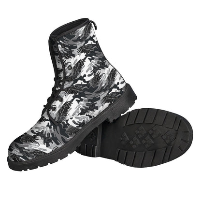 Dazzle in Style with Camouflage Wings Pattern Leather Boots - 2