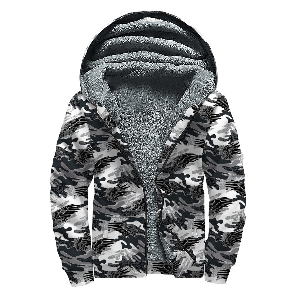 Dazzle Wings Camouflage Sherpa Lined Zip Up Hoodie for Groovy Hippies - 1