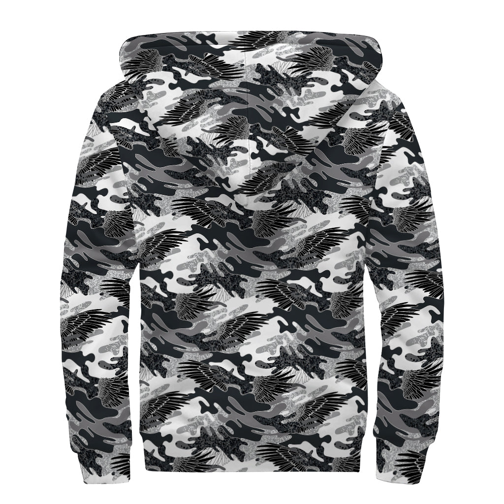 Dazzle Wings Camouflage Sherpa Lined Zip Up Hoodie for Groovy Hippies - 2