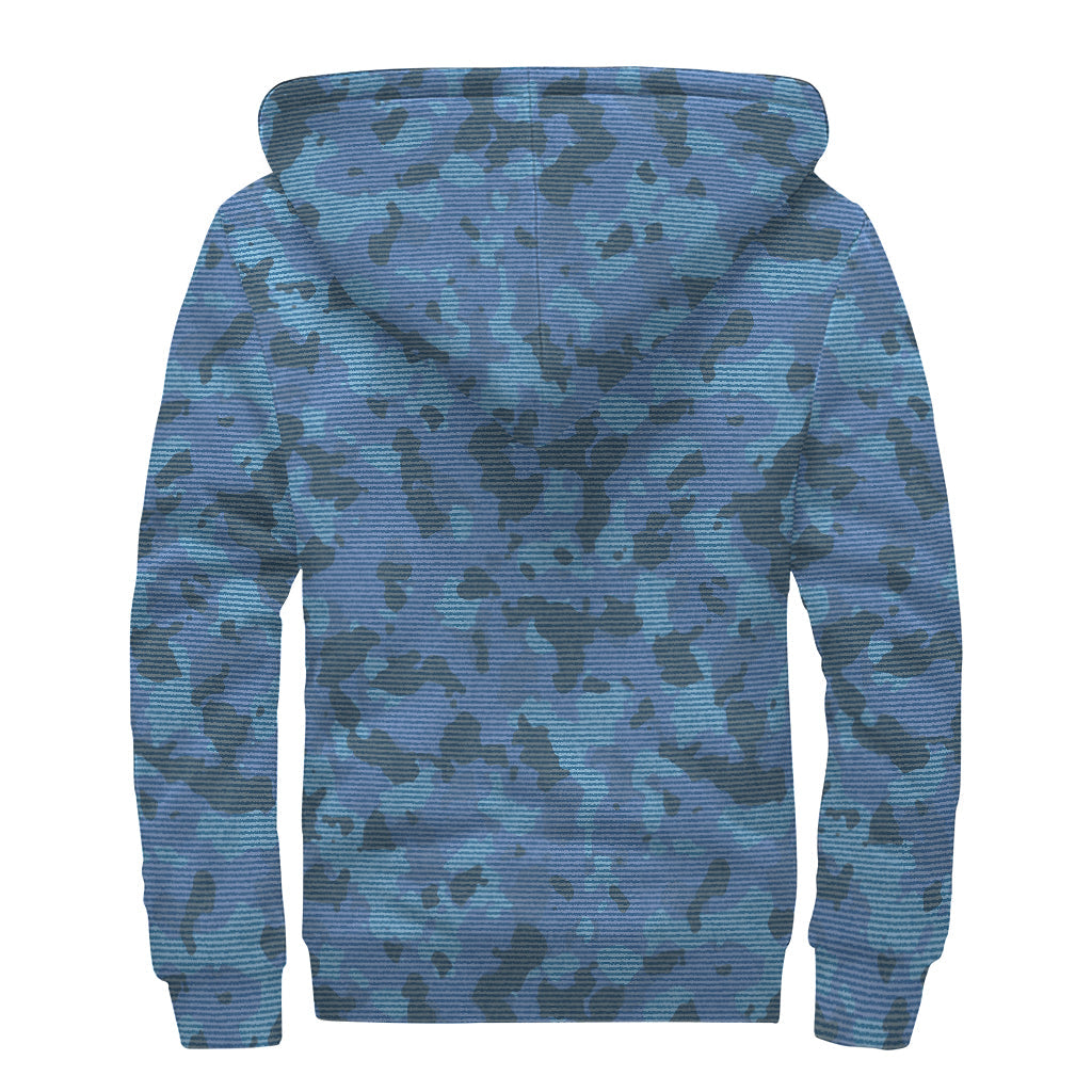 Groovy Camouflage Denim Sherpa Hoodie for Free-Spirited Hippies - 2