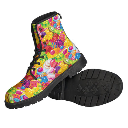 Groovy Candy and Jelly Pattern Leather Boots for the Free-Spirited Hippie - 2