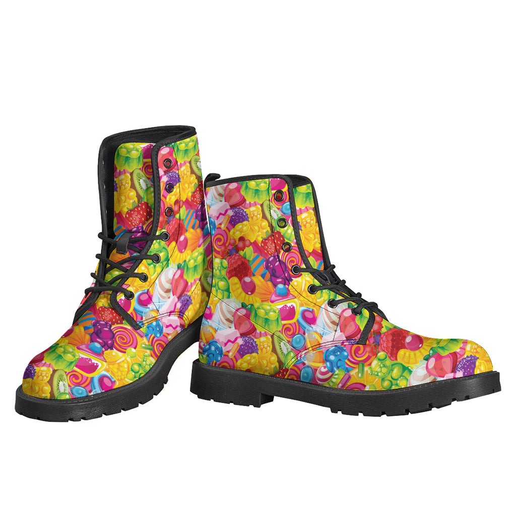 Groovy Candy and Jelly Pattern Leather Boots for the Free-Spirited Hippie - 3