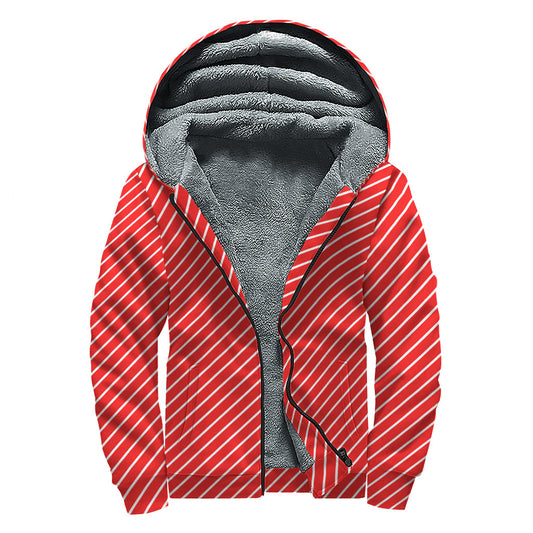 Candy Cane Groove: Funky Sherpa Lined Zip Up Hoodie for Free Spirits - 1