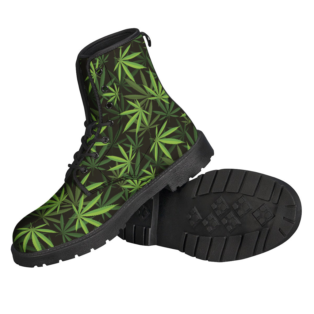 Cannabis Leaves Pattern Leather Lightweight Boots for the Free-Spirited Hippie - 2