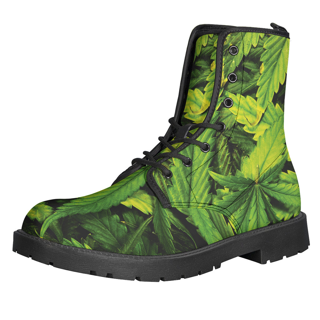 Cannabis Print Leather Boots for the Free-Spirited Hippie Souls - 1