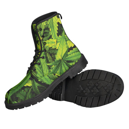 Cannabis Print Leather Boots for the Free-Spirited Hippie Souls - 2