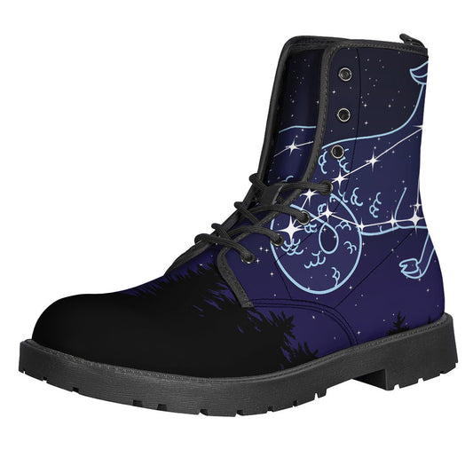 Flowing with the Stars: Capricorn Constellation Print Leather Boots for Modern Hippies - 1