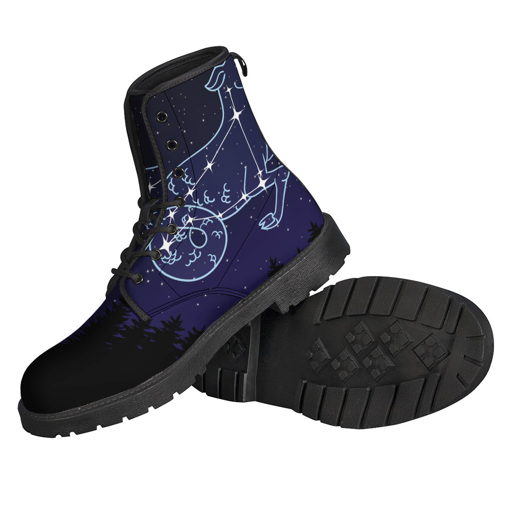 Flowing with the Stars: Capricorn Constellation Print Leather Boots for Modern Hippies - 2