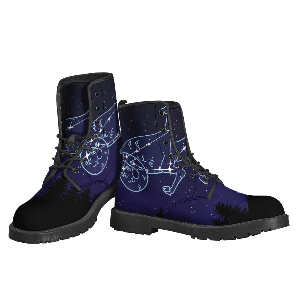 Flowing with the Stars: Capricorn Constellation Print Leather Boots for Modern Hippies - 3