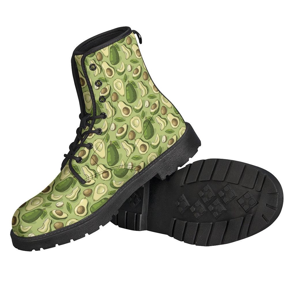 Groovy Avocado Print Leather Lightweight Boots for Hippies - 2