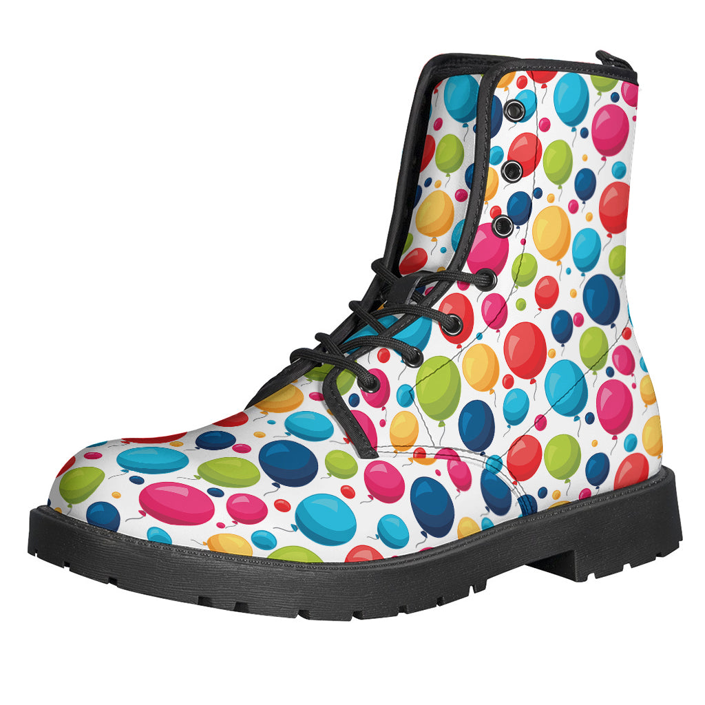 Groovy Cartoon Balloon Pattern Leather Lightweight Boots for Hippies - 1