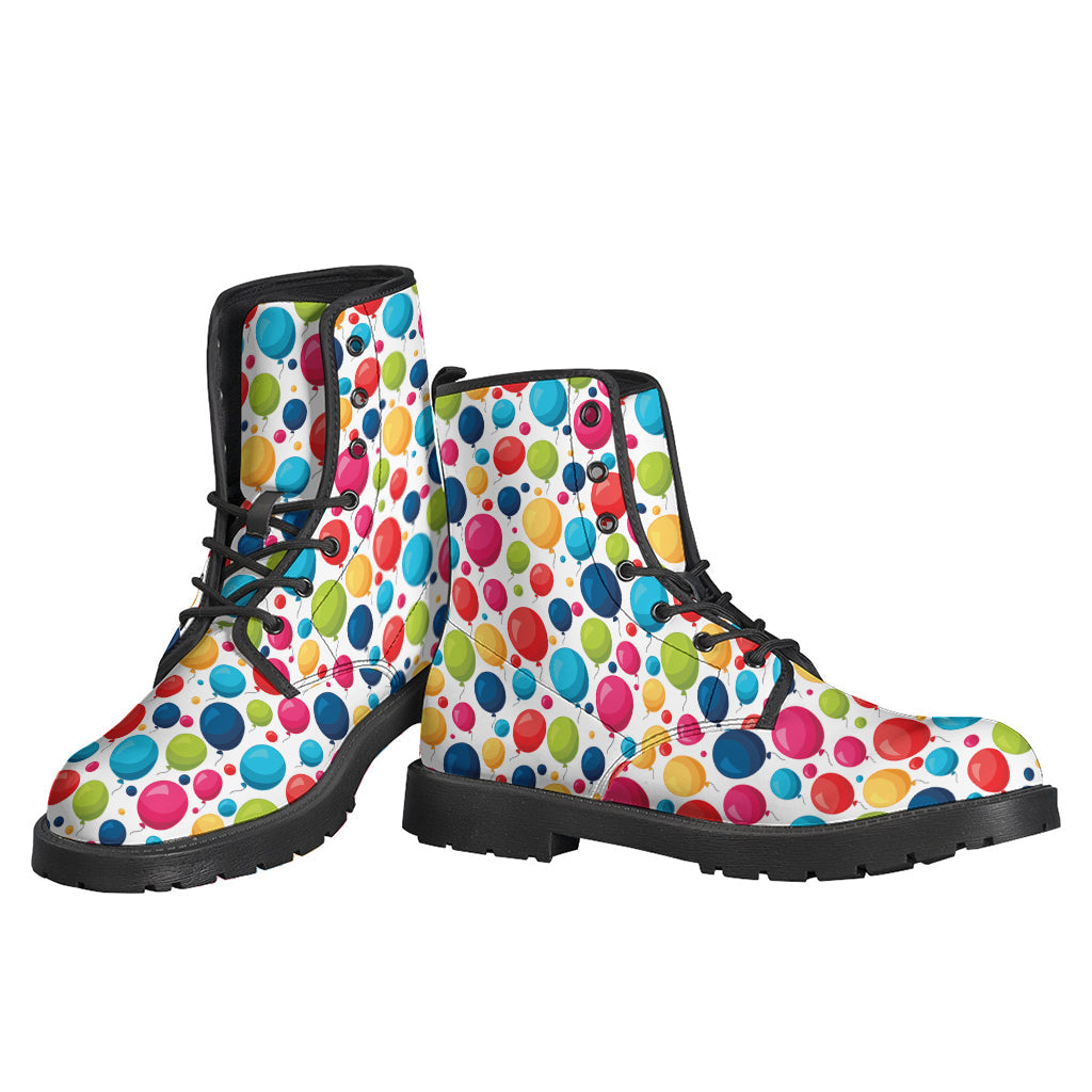 Groovy Cartoon Balloon Pattern Leather Lightweight Boots for Hippies - 3