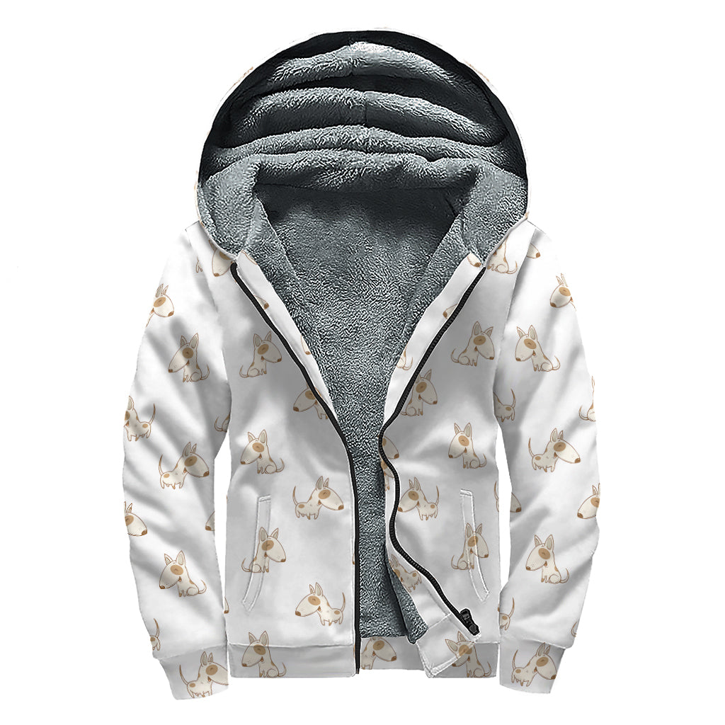 Bull Terrier Bliss: Sherpa-Lined Zip Up Hoodie for Peaceful Hippies - 1