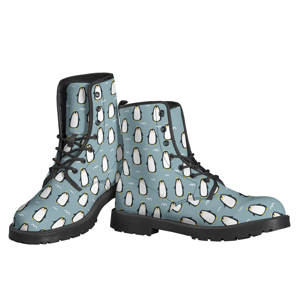 Groovy Emperor Penguin Pattern Leather Boots for Hipsters - 3