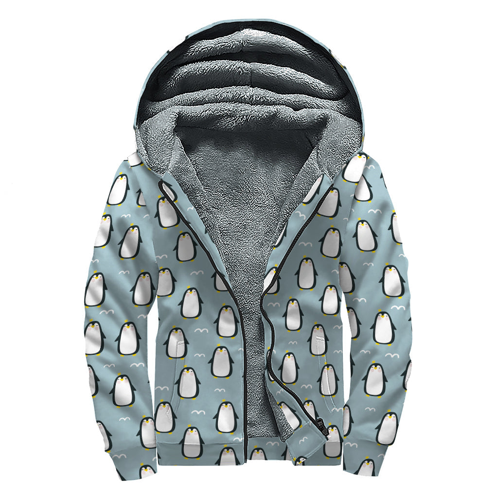 Emperor Penguin Peace: Sherpa-Lined Hippie Zip Up Hoodie - 1