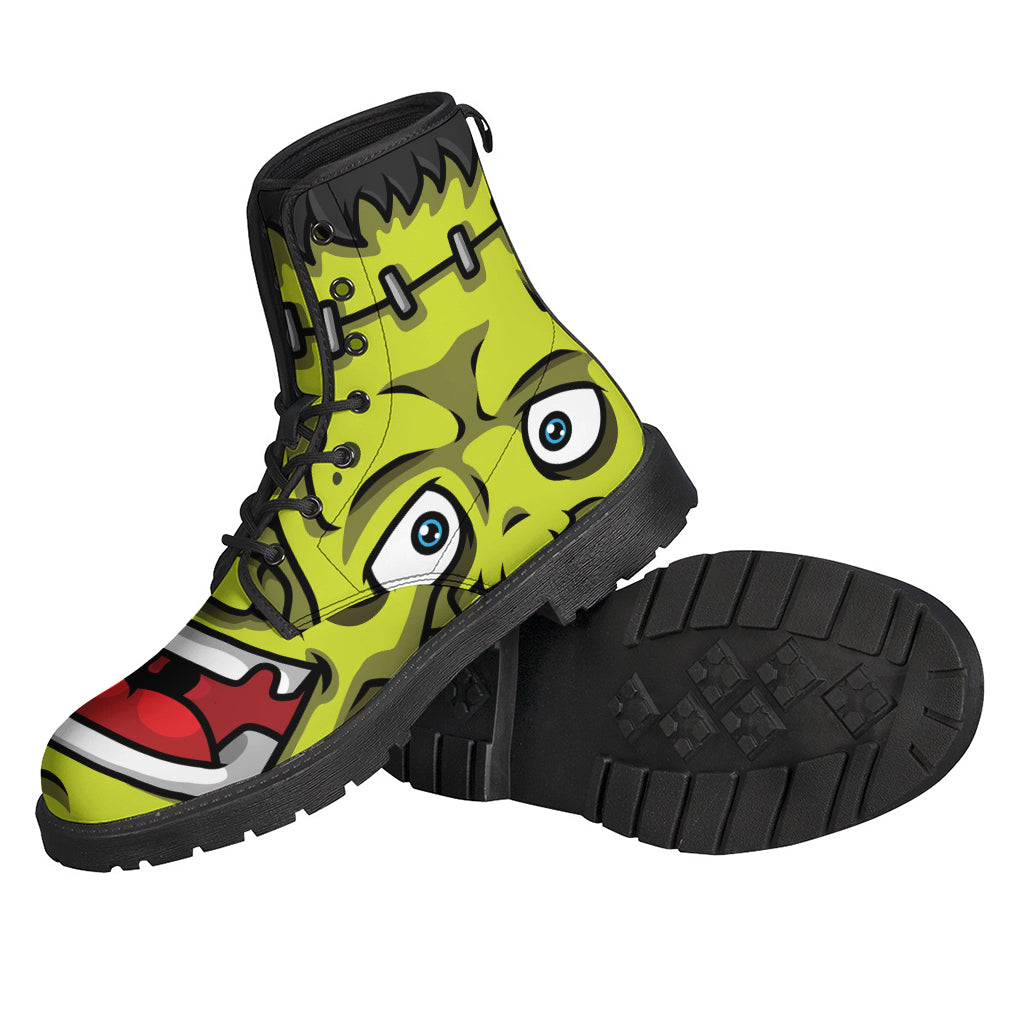 Step Out in Style with Cartoon Frankenstein Print Leather Boots - 2