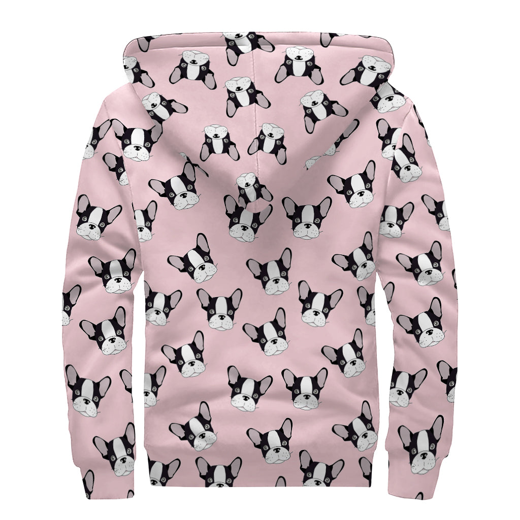 Groovy French Bulldog Sherpa-Lined Zip Up Hoodie for Free-Spirited Hippies - 2