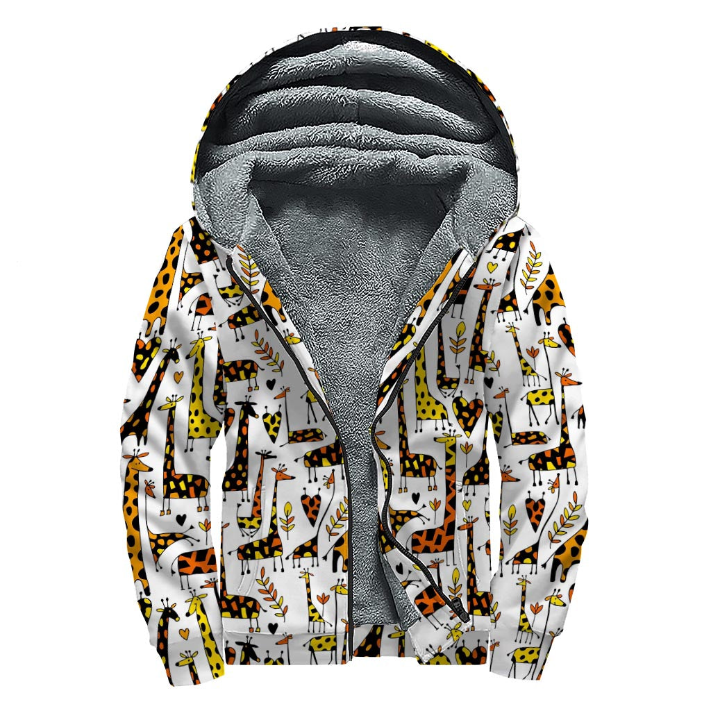 Groovy Giraffe: Sherpa-Lined Zip Up Hoodie for Fabulous Hippies - 1