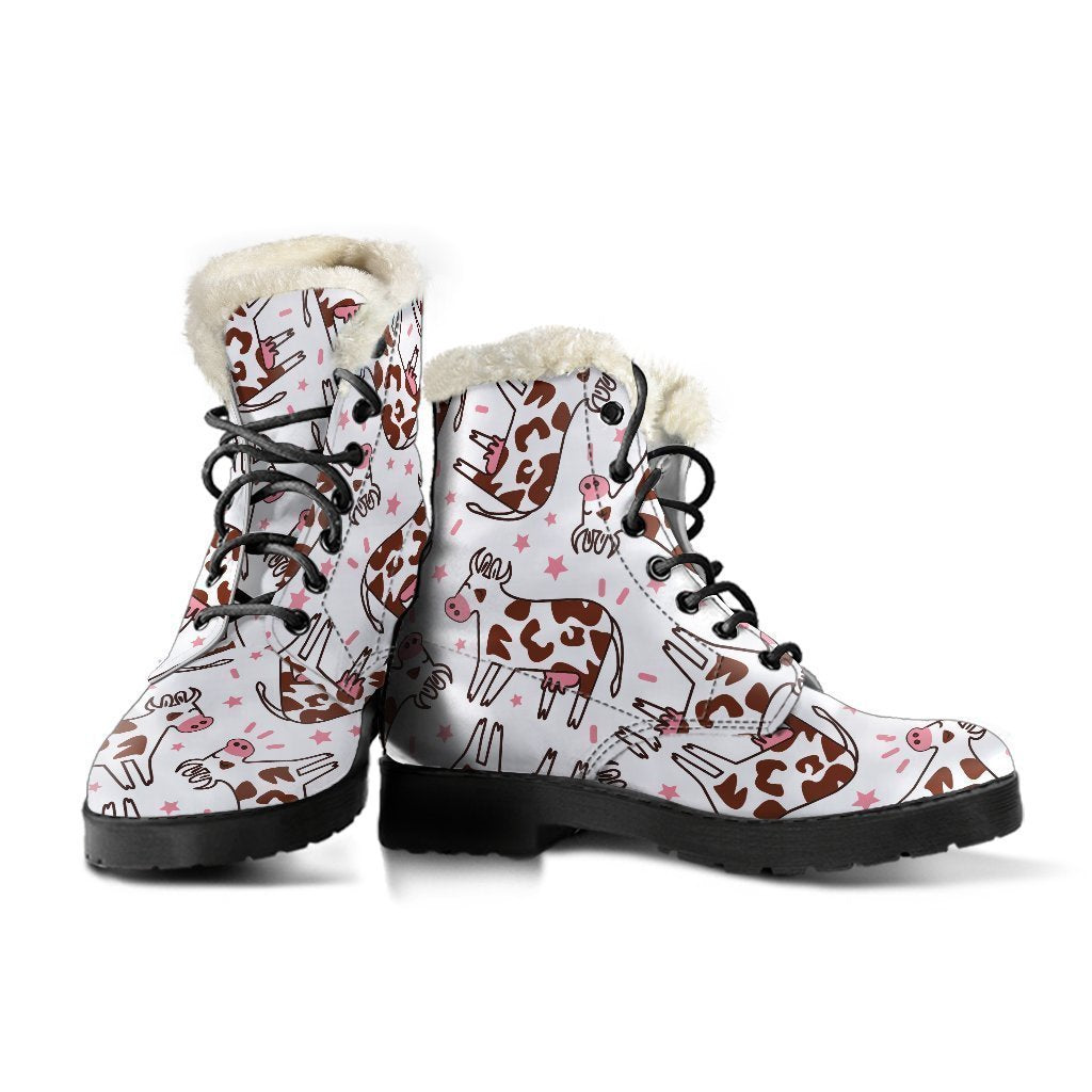 Groovy Cow Print Faux Fur Leather Boots for Bohemian Beauties - 3