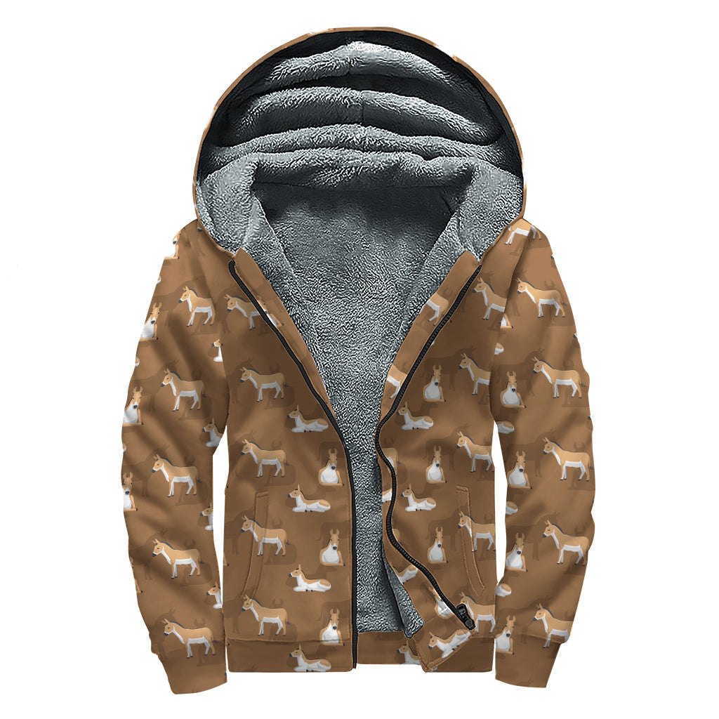 Groovy Vibes: Cartoon Kulan Donkey Sherpa Lined Zip Up Hoodie - 1