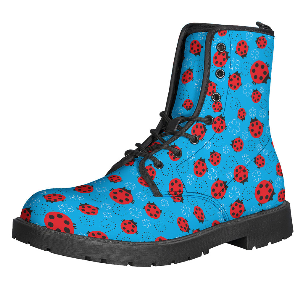 Groovy Ladybird Pattern Leather Lightweight Boots for Modern Hippies - 1