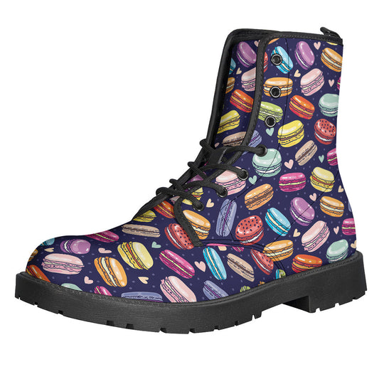 Groovy Macaron Pattern Leather Boots for Free-Spirited Hippies - 1