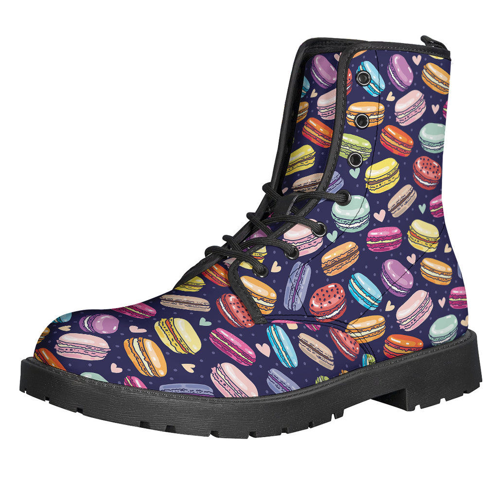 Groovy Macaron Pattern Leather Boots for Free-Spirited Hippies - 1